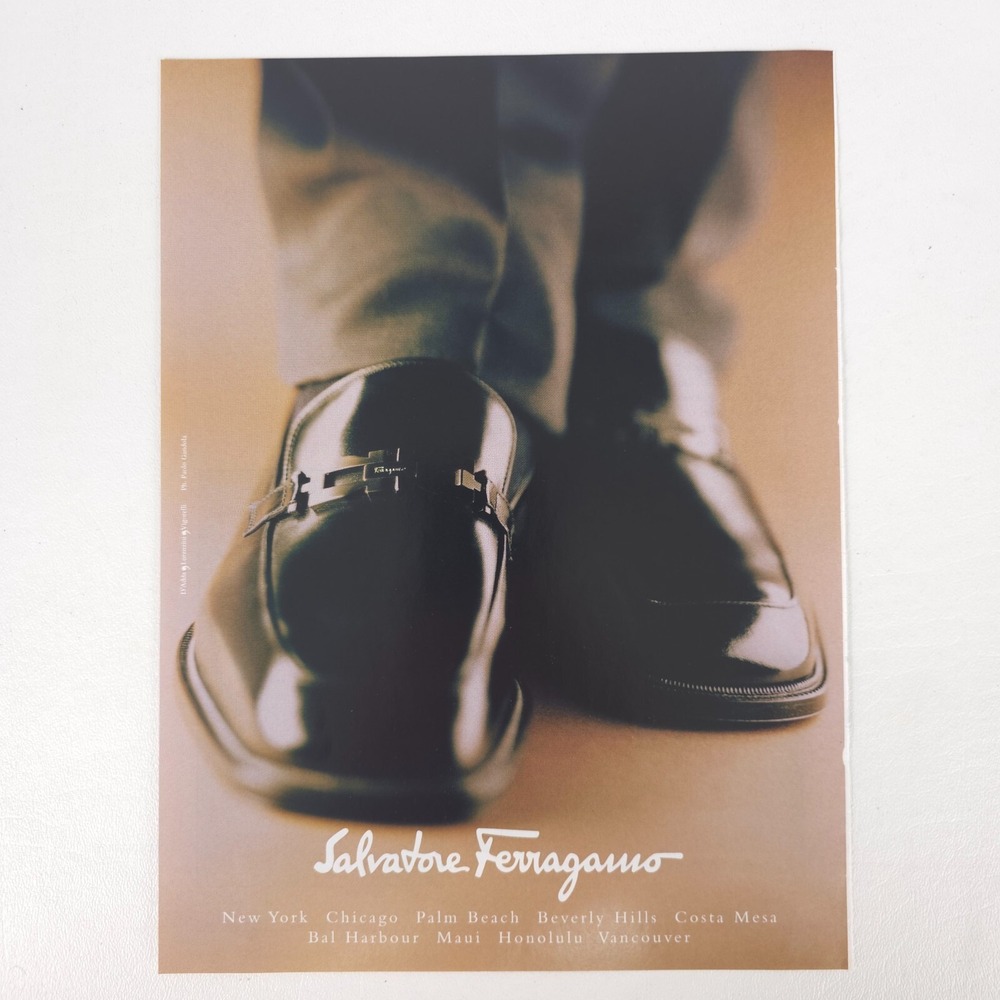Salvatore Ferragamo Advertising Print Ad 1998 Men's Loafers Luxury Fashion Promo